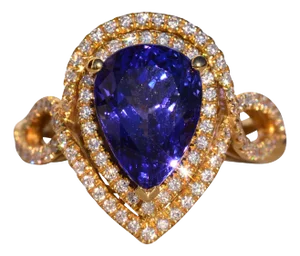 The 35th Avenue: Pear Shaped Tanzanite and Diamond Double Halo Ring