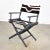 Vintage Modern Director’s Chair Folding Black Brown White Geometric Needlepoint For Sale - Image 4 of 13