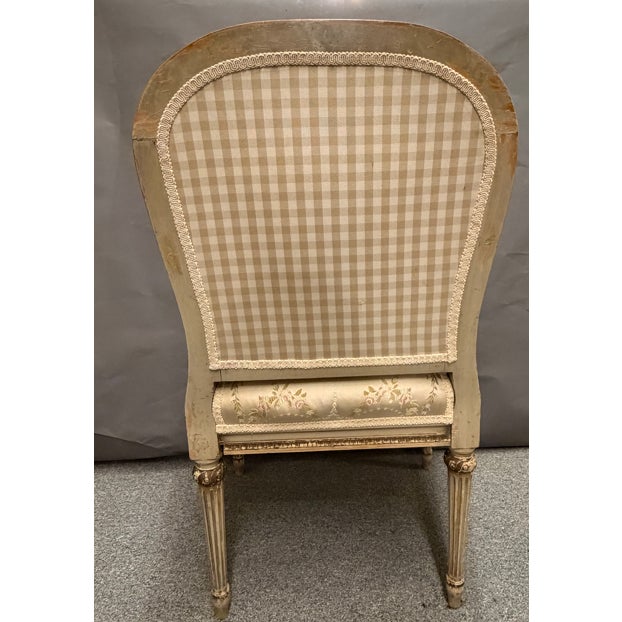 French Set of 4 19th Century French Louis XVI Style Armchairs, Original Polychrome & Parcel Gilt, Circa 1890 For Sale - Image 3 of 8