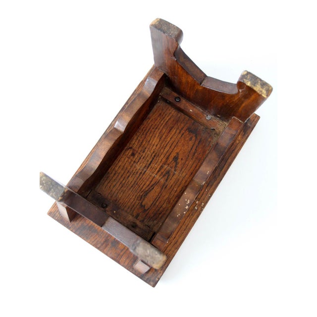 Brown Antique Wooden Farmhouse Stool For Sale - Image 8 of 12