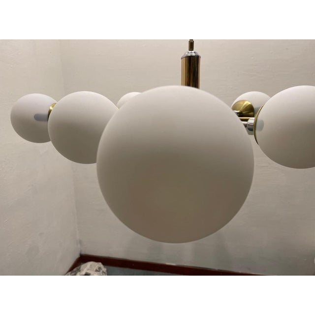 Metal Sputnik Chrome Brass Chandelier, 1980s For Sale - Image 7 of 13