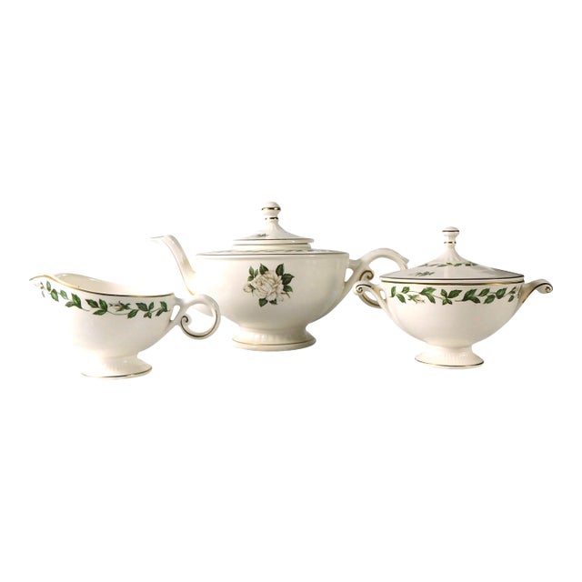 1950s Halls Teapot, Sugar Bowl and Creamer in Cameo Rose For Sale