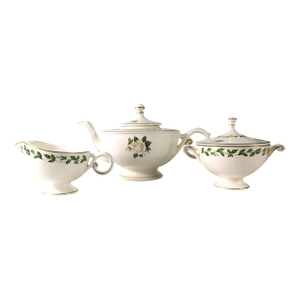 1950s Halls Teapot, Sugar Bowl and Creamer in Cameo Rose