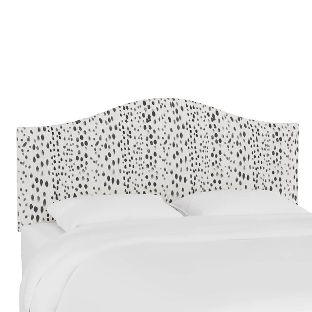Kenmore Headboard in Ink Linen Leopard, Full For Sale