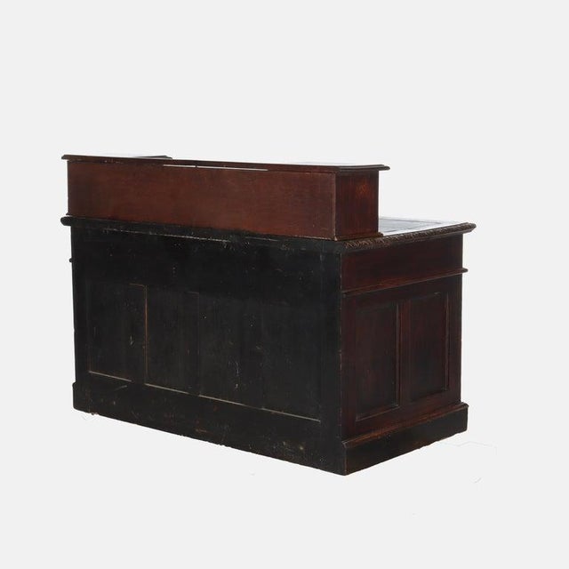 Antique Rj Horner Carved Oak Kneehole Desk With Figural Carved Pulls C1910 For Sale - Image 15 of 16