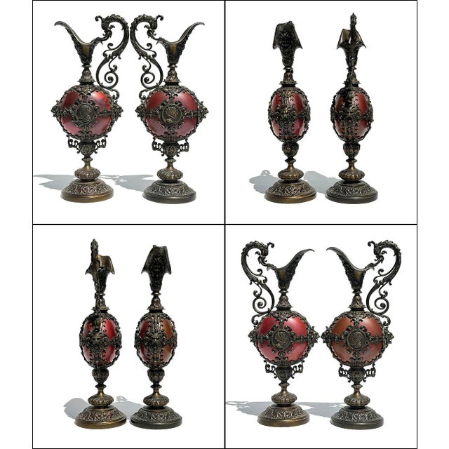 Delightful set of ornamental ewers believed to be late 19thC in age and likely of European origin. We could not determine...