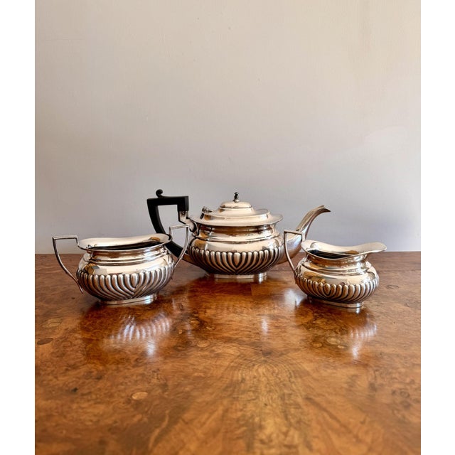 1900 - 1909 Antique Edwardian Silver Plate Tea Set, 1900, Set of 3 For Sale - Image 5 of 6