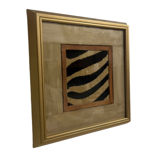 Wood Schumacher Zebra Textile in Artisan Hand-Painted Vintage Frame For Sale - Image 7 of 11
