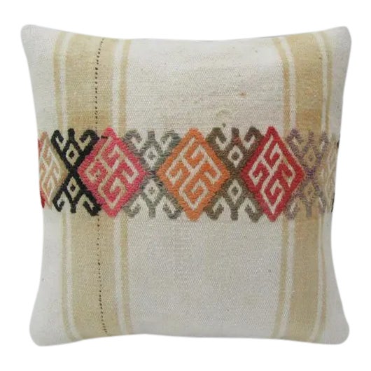 Handmade Embroidered Kilim Pillow For Sale