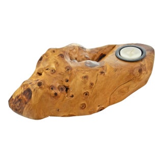 Natural Burl Knot Maple Candle Holder For Sale