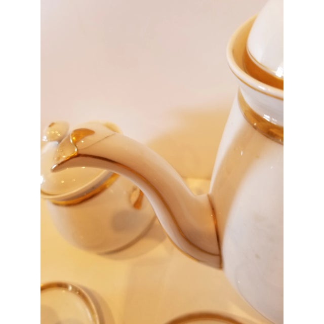 Late 19th Century Late 19th Century Gold and White Porcelain Coffee Set For Sale - Image 5 of 10