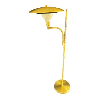 Mid-Century M.G. Wheeler Brass and Aluminum UFO Saucer Floor Lamp For Sale