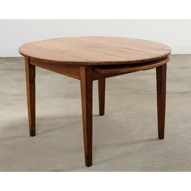Wood Country English Provincial Round Fruitwood Farmhouse Dining Table For Sale - Image 7 of 17