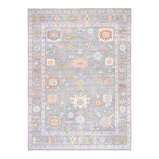 Oushak Wool L. Blue Area Rug- 6' 0'' X 9' 0'' For Sale