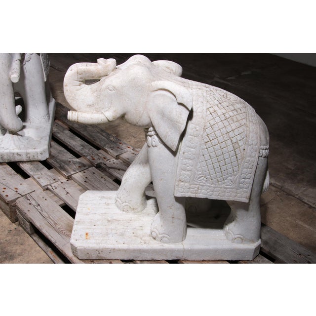 Large Handcrafted Elephant Statues, 1950, Marble, Set of 2 For Sale - Image 9 of 18