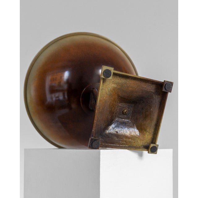 Metal Swedish Art Deco Bronze Centerpiece Bowl on Foot with Mermaid Sculpture from Ystad-Metall, 1930s For Sale - Image 7 of 8