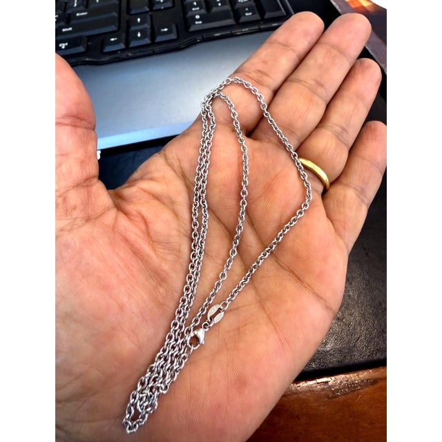 Silver Diamond-Cut Cable Chain Necklace - Platinum - 18 Inch, 10 Gm For Sale - Image 8 of 8