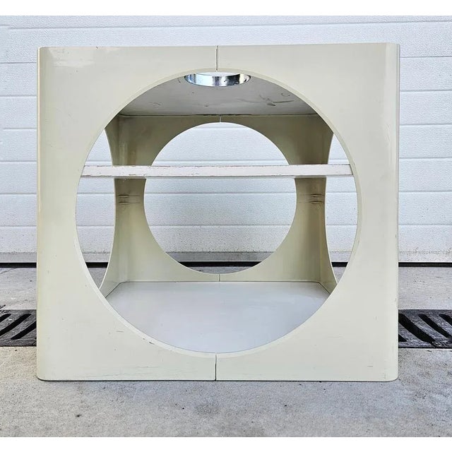 Gold Space Age Cube Bar or Side Table in Off-White, West Germany, 1970s For Sale - Image 8 of 12