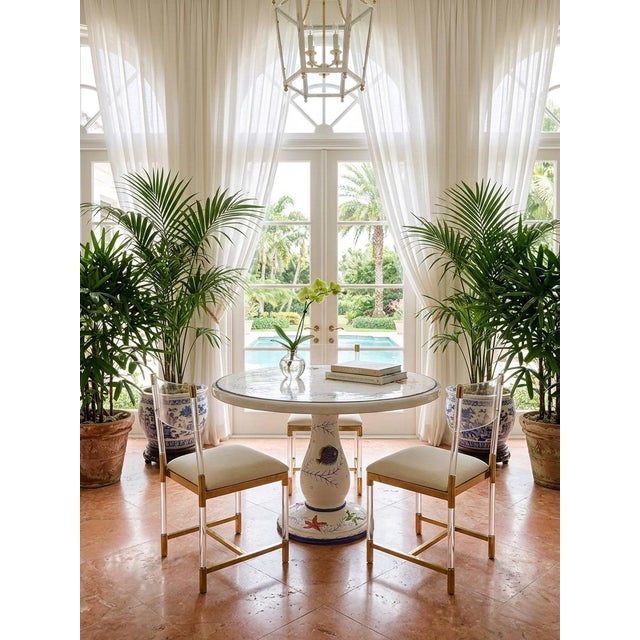 Ceramic Hand-Painted Italian Majolica Ceramic Round Bistro Table - Coastal Sea Life Motif For Sale - Image 7 of 11