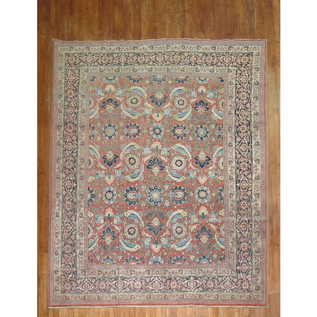 Bauhaus Zabihi Collection Antique Persian Tabriz Rug - 8'3" x 9'5" For Sale - Image 3 of 11