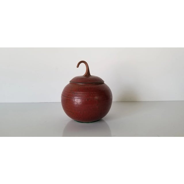 We are privilege to be offering for sale this fantastic vintage art handmade decorative pottery jar with lid. Features...