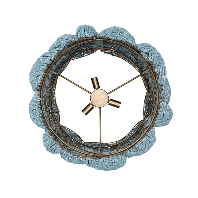 Jamie Young Small Anguilla Chandelier in Blue Wood Beads For Sale In Los Angeles - Image 6 of 10