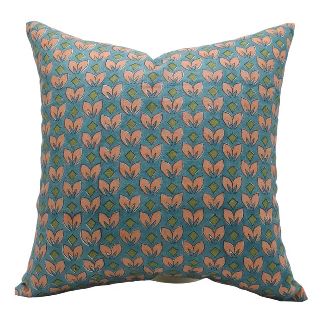 Fabdivine Handcrafted Block Print Cushion Cover 24x24 Inch Pure Linen- Titli For Sale