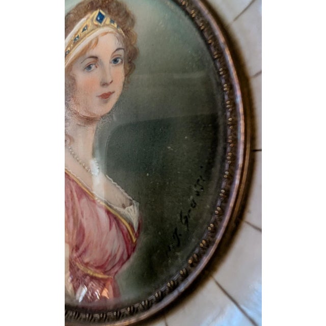 Portraiture Antique Fine Miniature Portrait Painting of Queen Louise of Prussia Josef Grassi For Sale - Image 3 of 3