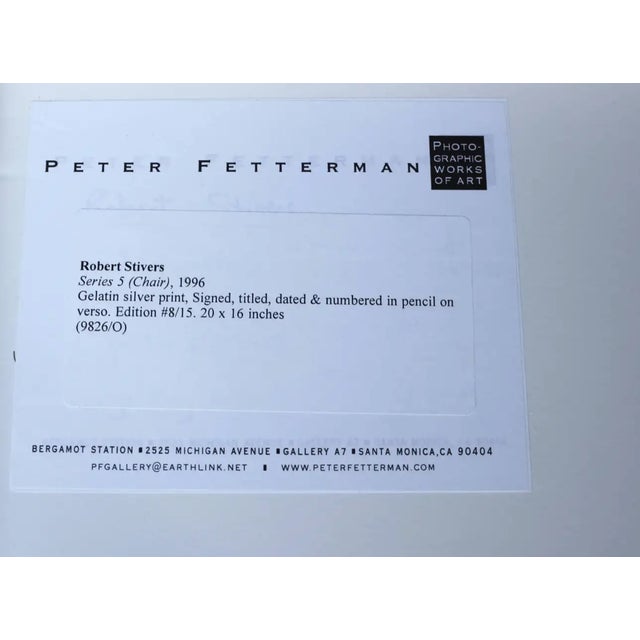 Modern 1996 "Chair" Still Life Gelatin Silver Numbered Print by Robert Stivers For Sale - Image 3 of 6