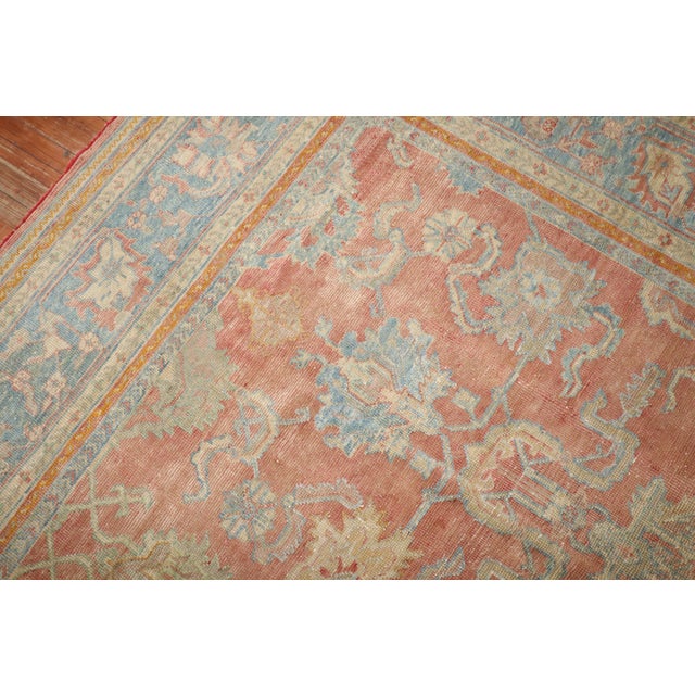 Antique Zabihi Collection Peach Oushak Square Rug - 11'6" x 13' For Sale - Image 9 of 9