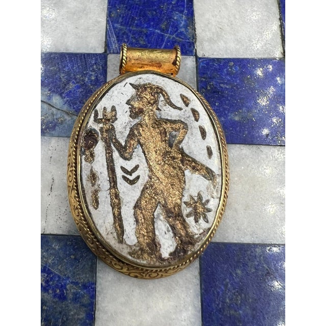 White Bochic Curated "Alexander Mocdon" Antique Cameo, Afghanistan 18k Gold & Agate For Sale - Image 8 of 18