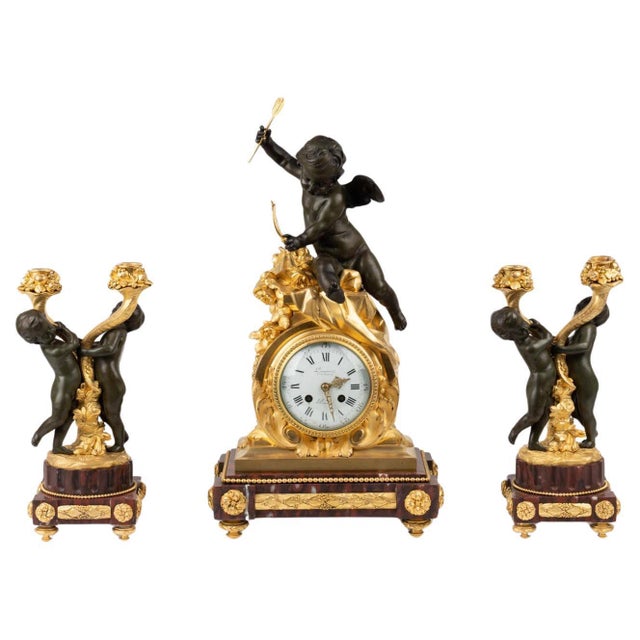 Napoleon III Mantel Clock, 19th Century, Set of 3 For Sale - Image 16 of 16