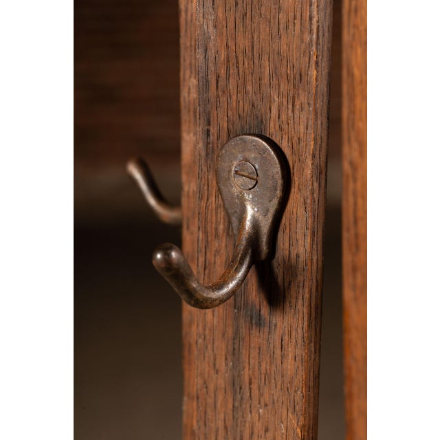 Brown Early 20th Century Arts & Crafts Style Oak Hall Tree For Sale - Image 8 of 8