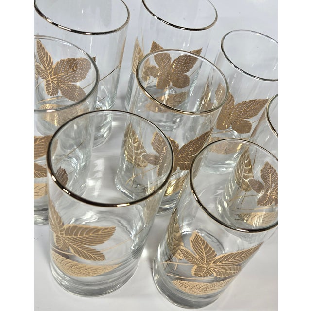 Mid Century 22kt Gold Leaf Tumblers- Set of Eight For Sale - Image 4 of 12