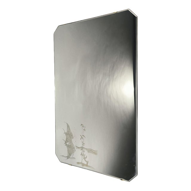 Large Mirror with Engraved Decoration by Brusotti for Galvoglass, 1950s For Sale