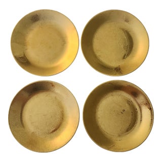 1990s Set of 4 Canape Plates Carat All Gold by Philippe Deshoulieres Limoges France Porcelain Dinnerware For Sale