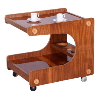 Mid-Century Mahogany Trolley, Czechia, 1960s For Sale