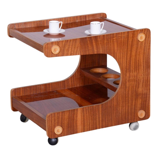 Mid-Century Mahogany Trolley, Czechia, 1960s For Sale