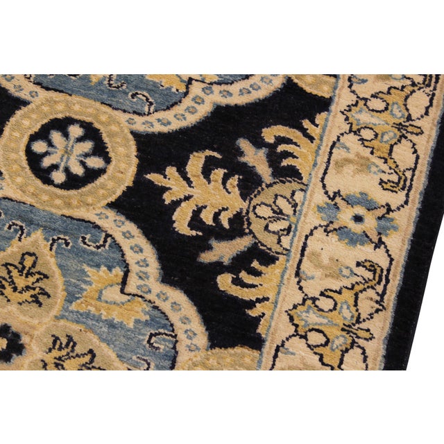 1990s Shabby Chic Ziegler Blue/Ivory Wool Runner Rug- 2'7'' X 10'0'' For Sale - Image 5 of 10