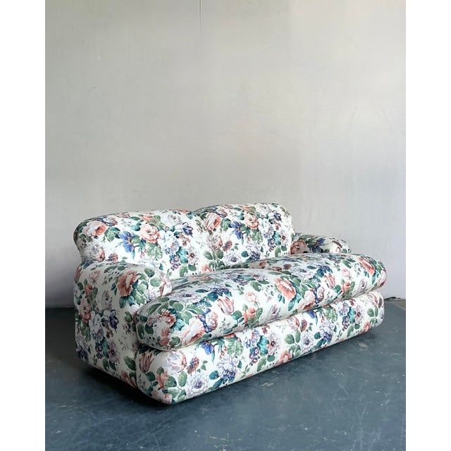 Wood Vintage Regency Judith Norman Printed Floral Loveseat For Sale - Image 7 of 12