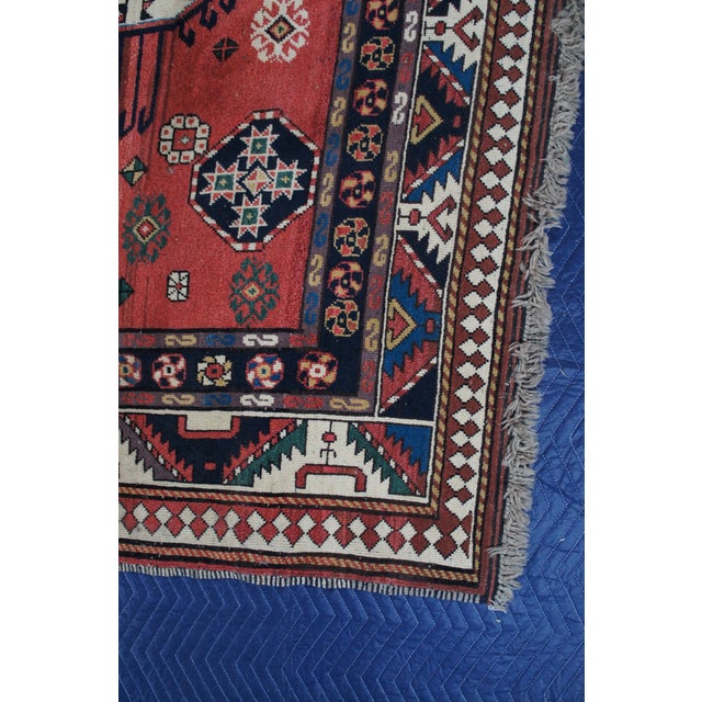 Semi Antique Hand Knotted Tribal Geometric Medallion Wool Area Rug 7' X 9' For Sale - Image 16 of 16