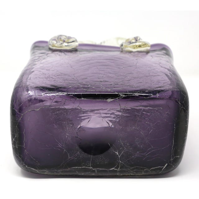 Purple Art Glass Handbag Vase For Sale In Tampa - Image 6 of 8