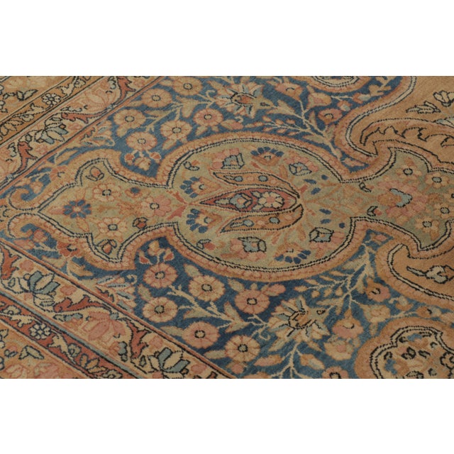 Beige Antique Persian Kerman Lavar Rug, Regal Intricate Floral Medallion - Rug & Kilim For Sale - Image 8 of 8