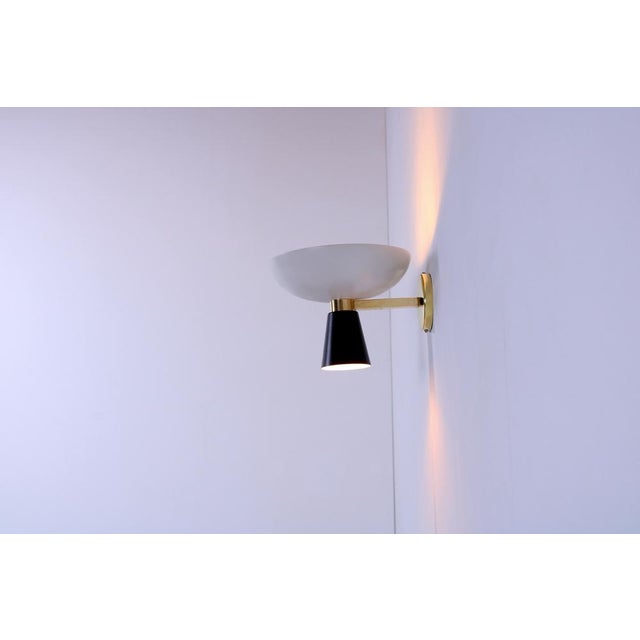 Black & White Brass Diabolo Wall Sconce from Stilnovo, 1950s For Sale - Image 15 of 18