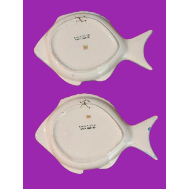 VIETRI Vintage Mediterranean Hand Painted Ceramic Fish Shaped Platters - A Pair For Sale - Image 4 of 11