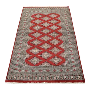 Bokhara Jaldar Rug 4'2'' X 6'2'' Red Wool Tribal Hand-Knotted Oriental Carpet