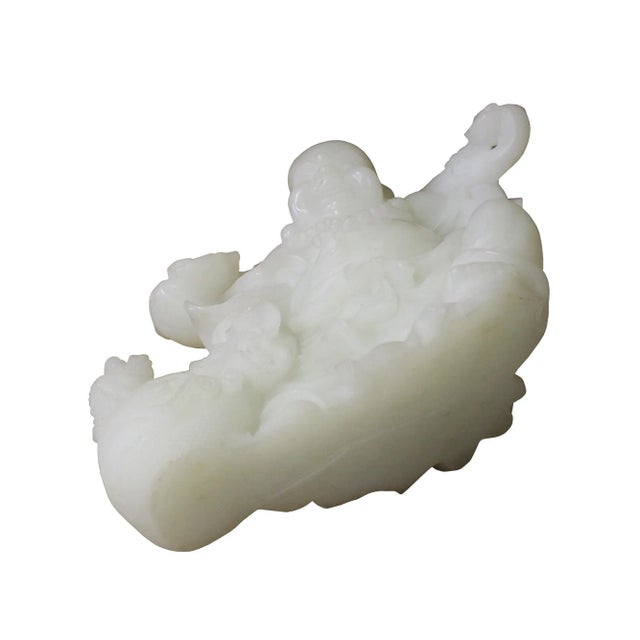 Chinese Oriental White Stone Carved Happy Buddha Statue Figure For Sale In San Francisco - Image 6 of 8