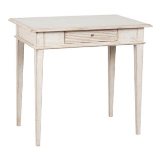 19th Century Swedish White Painted Pine Side Table With Single Drawer For Sale