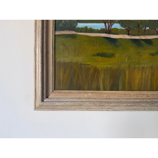 Lavender 1980s Vintage Impressionist Landscape Oil on Canvas Painting, Wood Framed For Sale - Image 8 of 12