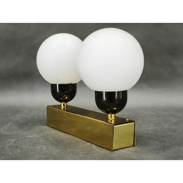 1970s Vintage Brass Double Globe Wall Light by Kamenický Šenov, Czechoslovakia, 1970s For Sale - Image 5 of 11